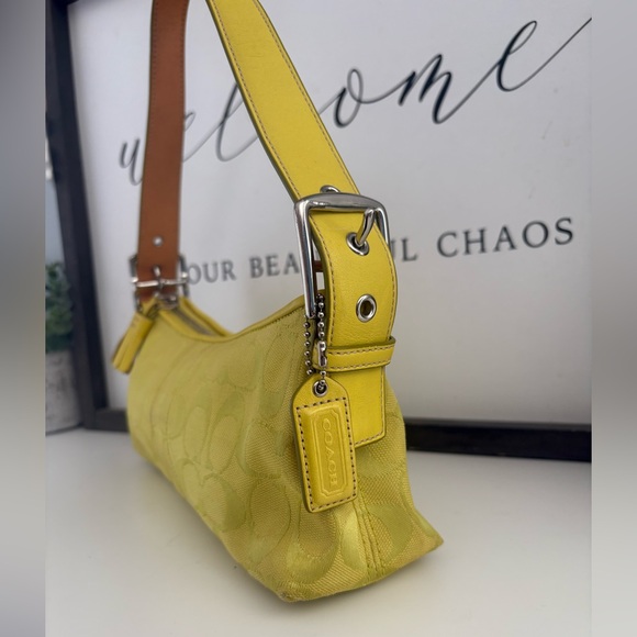 💛💚COACH 6371 Y2K Lime East-West Hampton Signature Demi Soho Baguette💚💛 - Picture 2 of 16